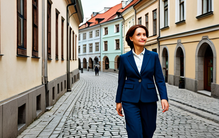 Business in Warsaw**
"A professional businesswoman in a modest business suit, walking confidently through the Old Town of Warsaw, Poland. Cobblestone streets, historical architecture in the background. Fully clothed, appropriate attire, safe for work, perfect anatomy, natural proportions, professional photography, high quality, family-friendly."
**