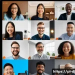Home 21 솔로프레너 네트워크에서의 다양성과 포용성 증진 - A diverse group of solopreneurs from various cultural backgrounds engaged in a lively online video c...