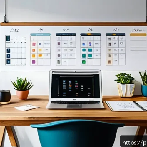 Home 30 솔로프레너의 업무 효율성과 생산성 증대 - A modern home office scene featuring a solo entrepreneur working at a clean desk with a laptop, a pl...