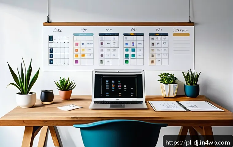 솔로프레너의 업무 효율성과 생산성 증대 - A modern home office scene featuring a solo entrepreneur working at a clean desk with a laptop, a pl...