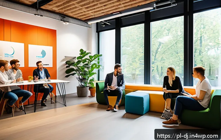 솔로프레너를 위한 네트워킹 이벤트 추천 - A vibrant networking event in a modern coworking space in Warsaw, Poland, filled with diverse solopr...
