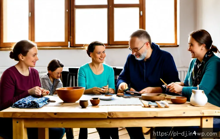 Home 17 솔로프레너 네트워크의 지역 사회 기여 방안 - Photorealistic scene of a Polish solopreneur mentoring local artisans at a bright community workshop...
